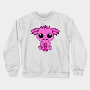 Cute Creature Holding an Awareness Ribbon (Pink) Crewneck Sweatshirt